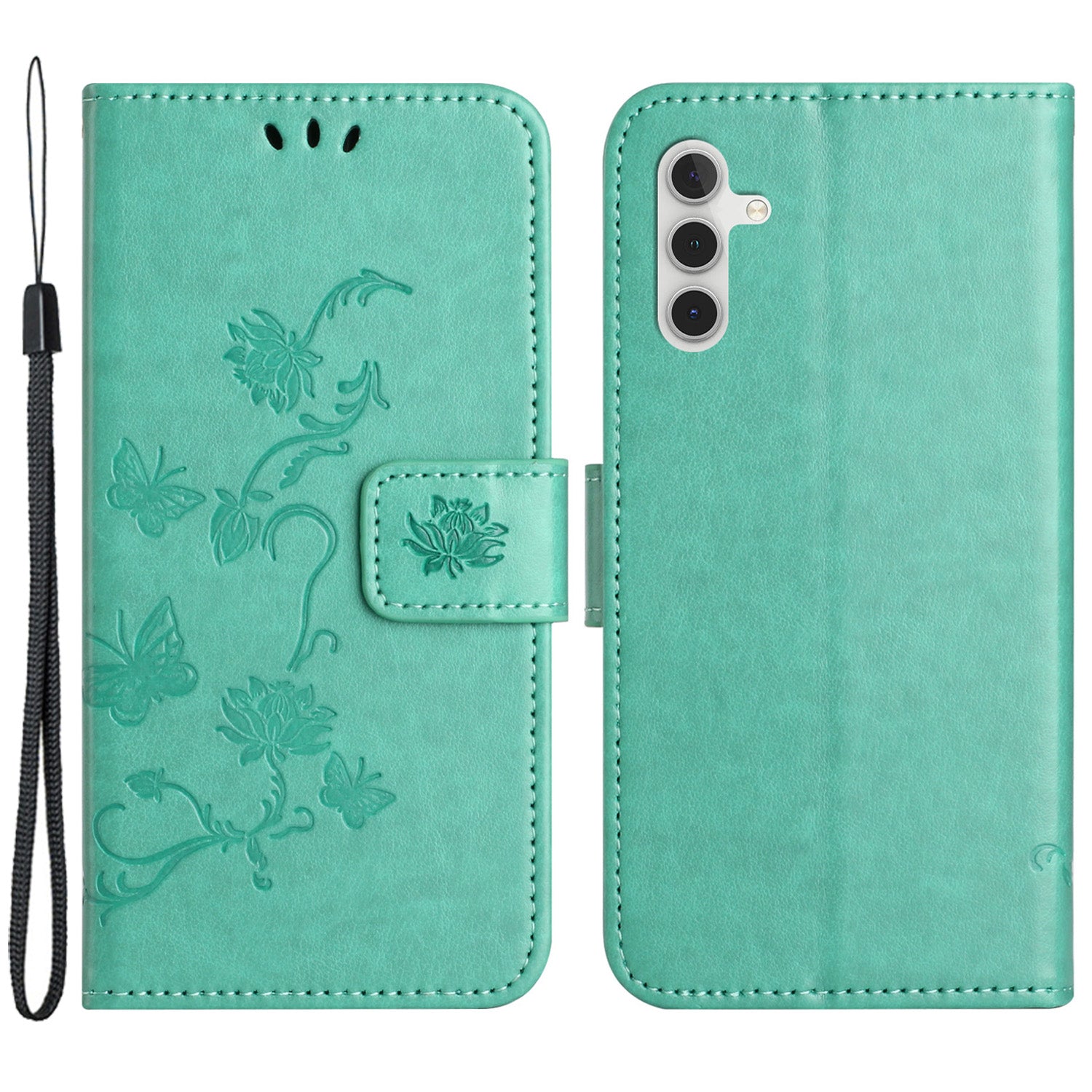 Til Samsung Galaxy A25 5G Ridsesikkert PU-læder Sommerfugleblomst præget pung Telefon Etui Stand Cover Til Samsung Galaxy A25 5G Ridsesikkert PU-læder Sommerfugleblomst præget pung Telefon Etui Stand Cover